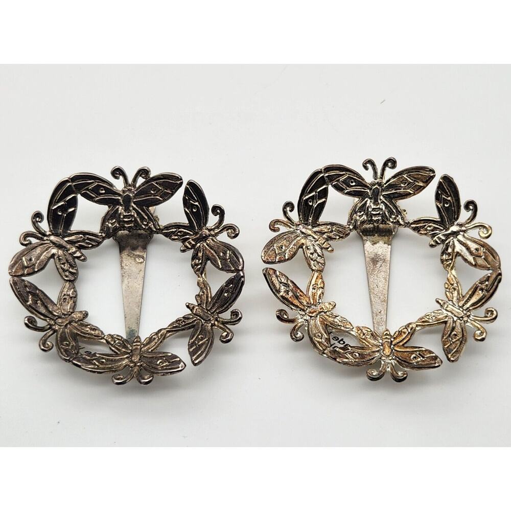Vintage Emilia Castillo 1997 Circular Butterfly Silver Plated Scarf Clip